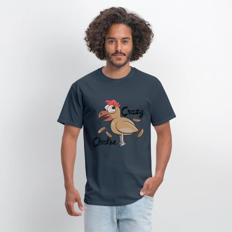 Crazy Shocked Farm Chicken Funny Cartoon White