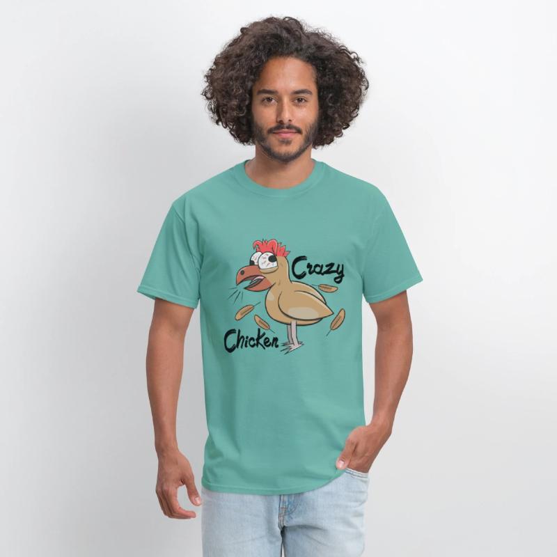 Crazy Shocked Farm Chicken Funny Cartoon White