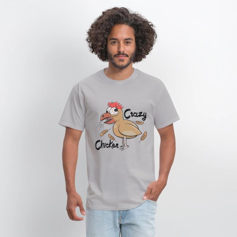 Crazy Shocked Farm Chicken Funny Cartoon White