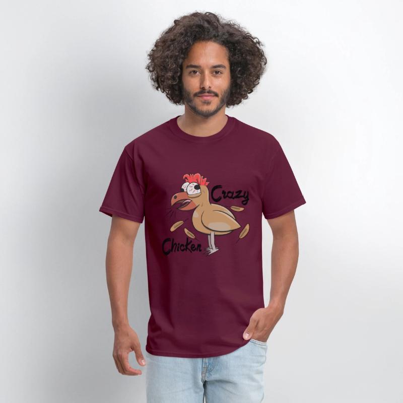 Crazy Shocked Farm Chicken Funny Cartoon White