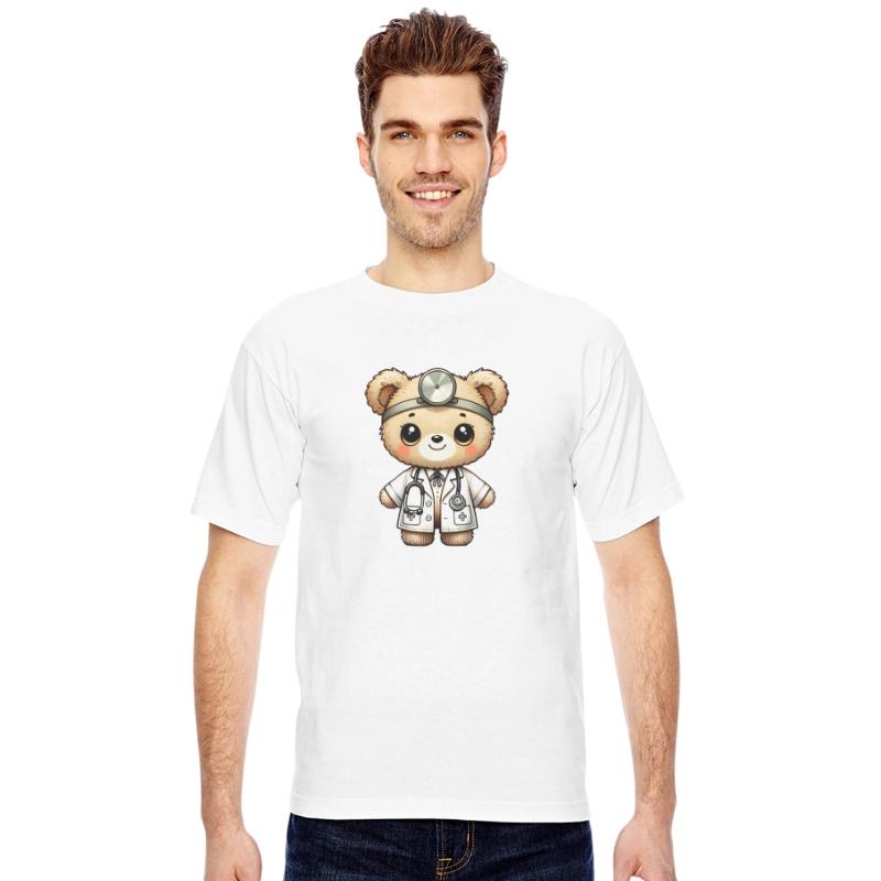 cute cuddly toy teddy doctor with doctor's coat