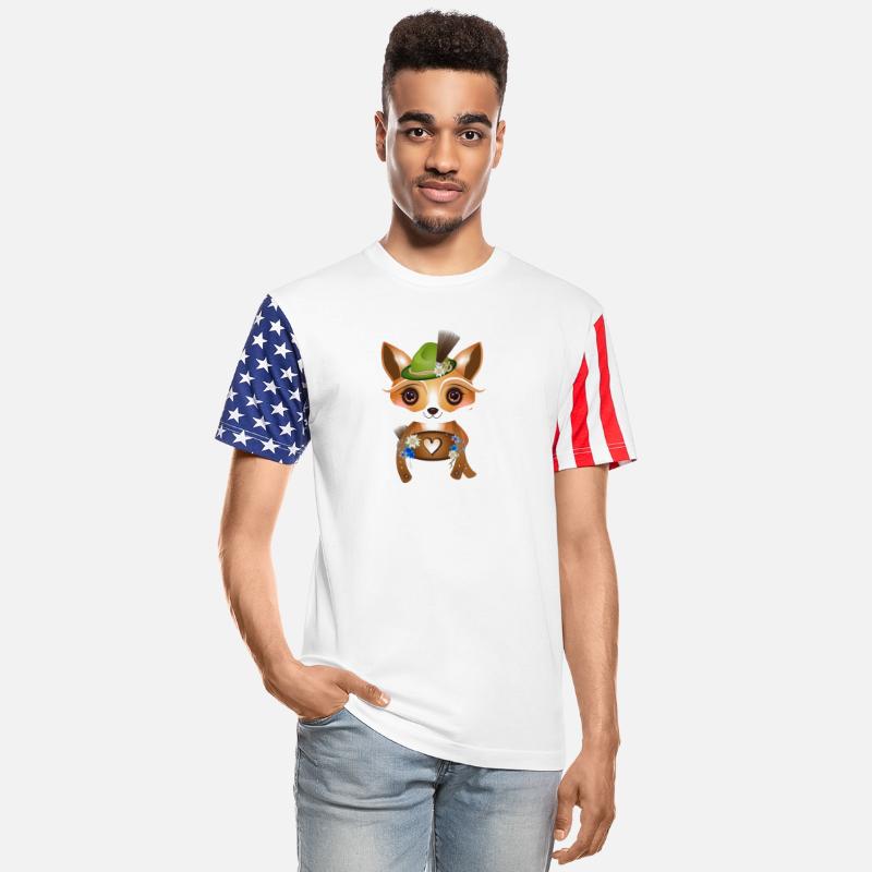cute fox with traditional hat and heart bib