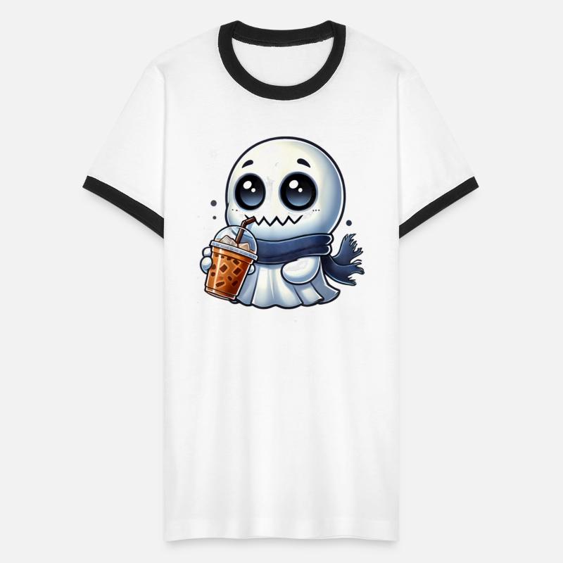Cute Ghost Drinking Coffee Halloween Ghost Ice Cof