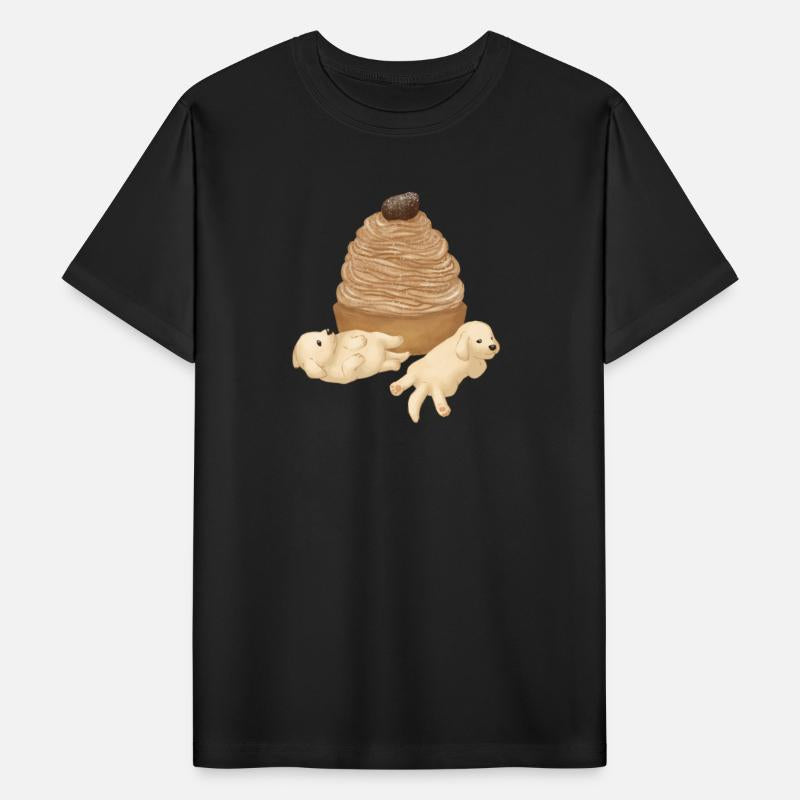 Cute Golden Retriever and Dessert Illustration