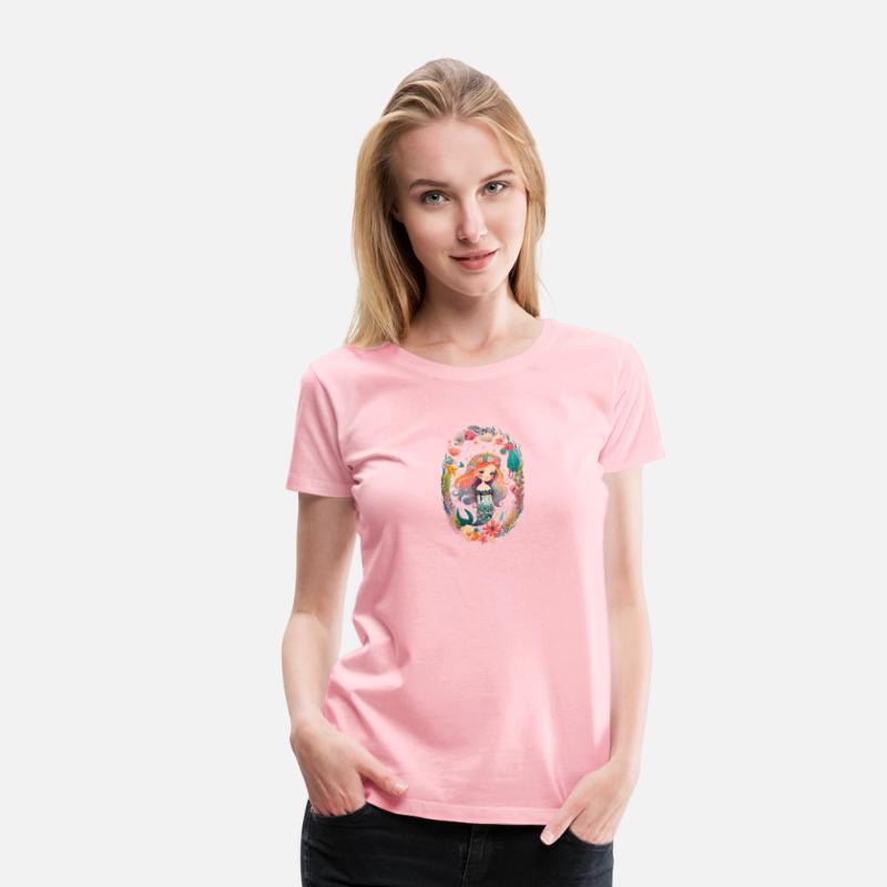 Cute mermaid girl child sea floral wreath girls