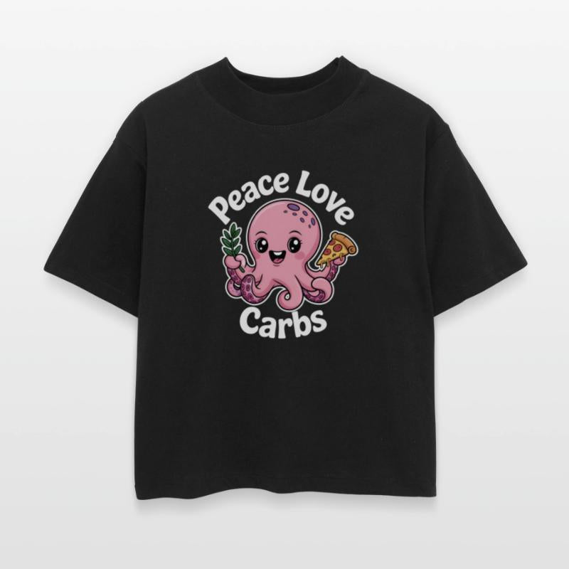Cute Octopus with Peace Sign and Pizza