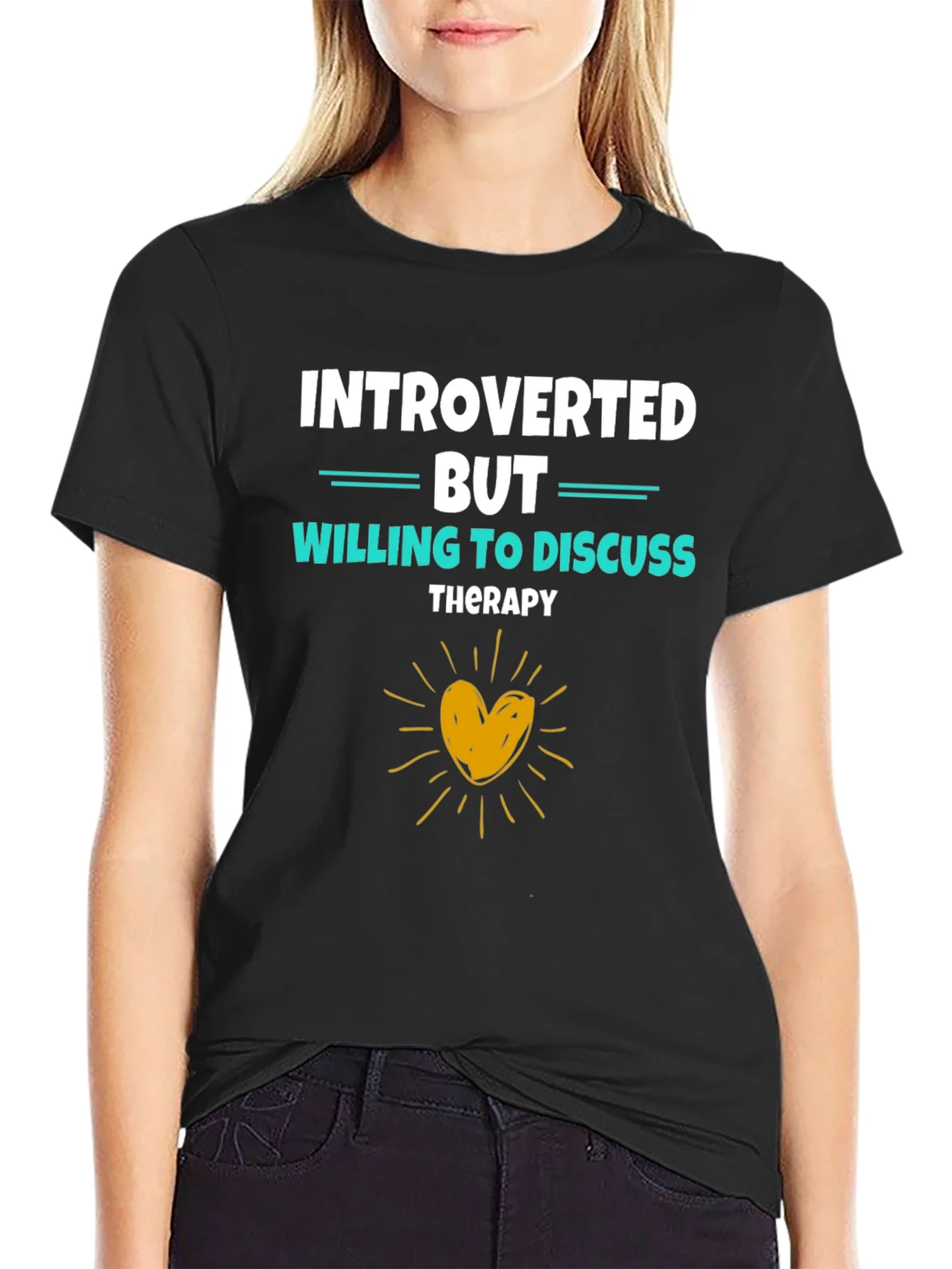 Introverted But Willing to Discuss Therapy Black T-Shirt