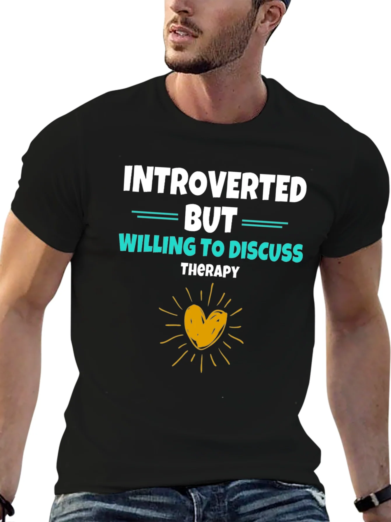 Introverted But Willing to Discuss Therapy Black T-Shirt