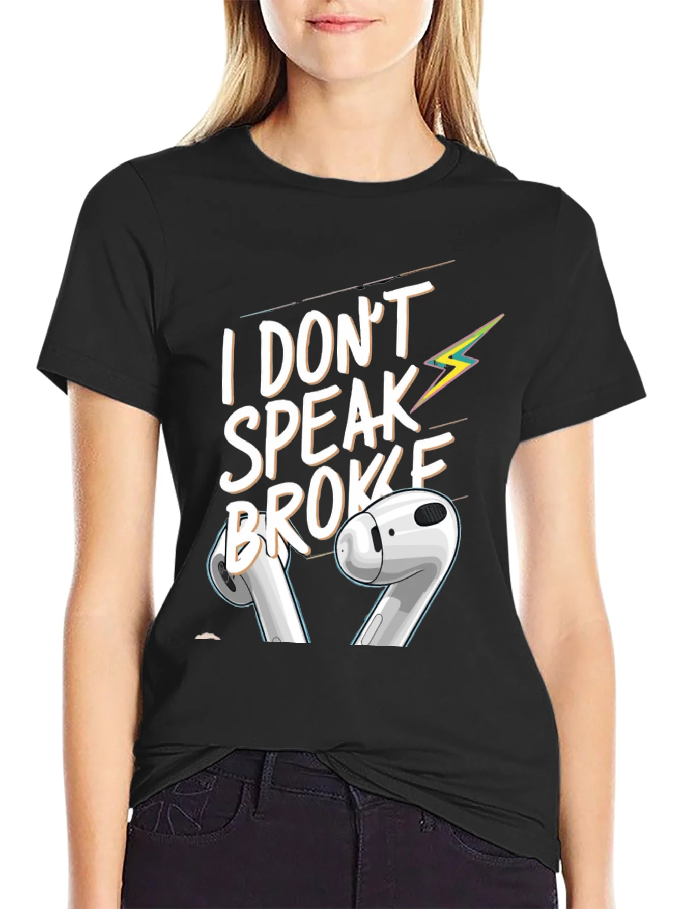 I Dont Speak Broke Black Graphic T-Shirt