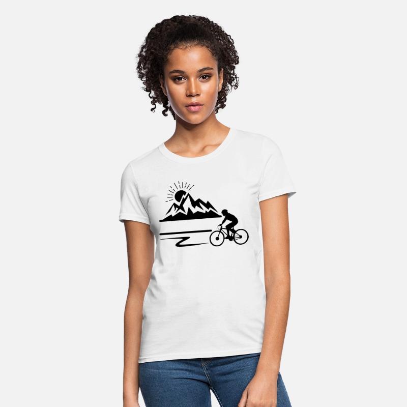 Cyclist with mountains banner