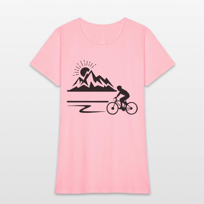 Cyclist with mountains banner