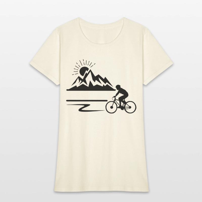 Cyclist with mountains banner