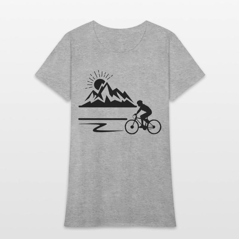 Cyclist with mountains banner