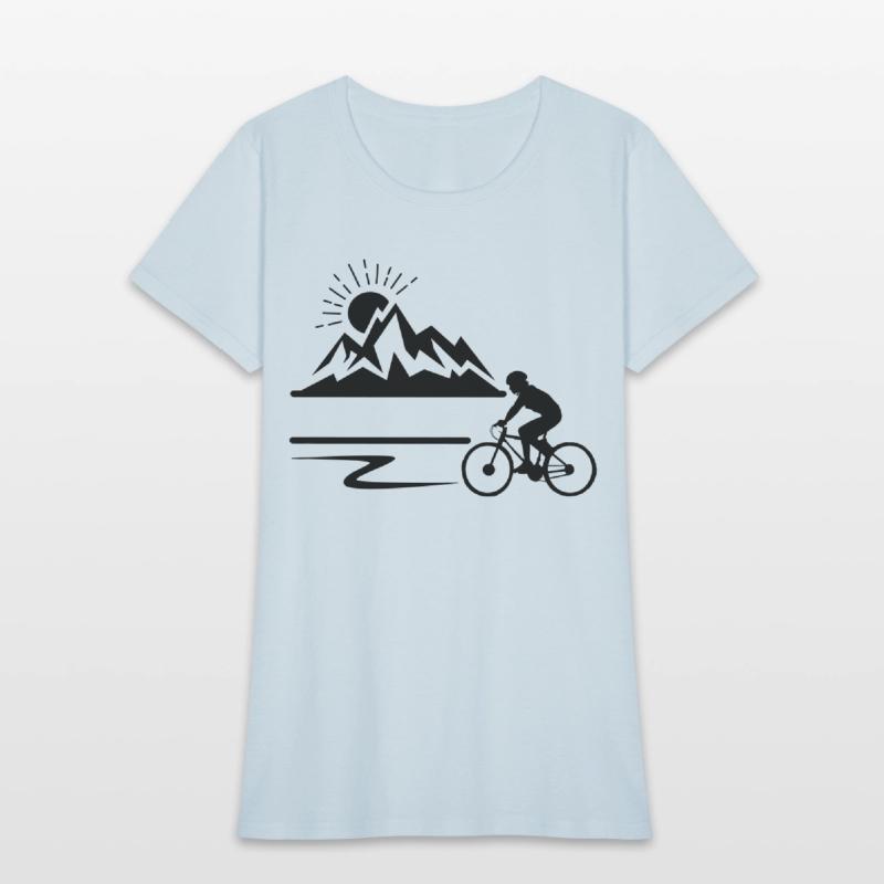 Cyclist with mountains banner