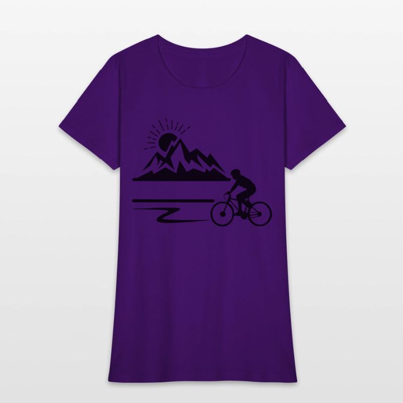 Cyclist with mountains banner