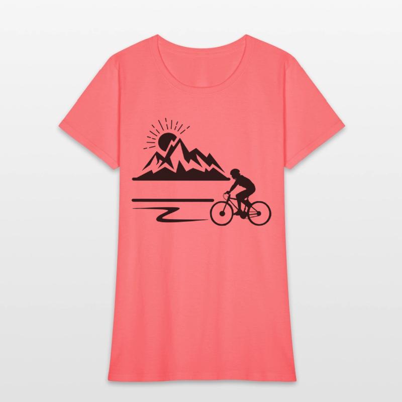 Cyclist with mountains banner
