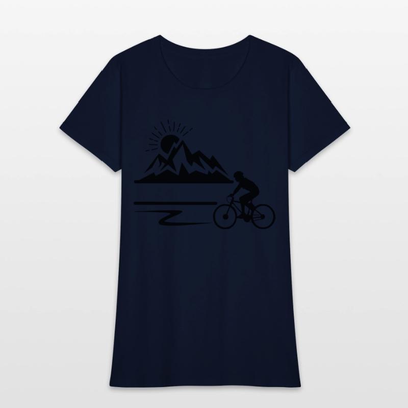 Cyclist with mountains banner