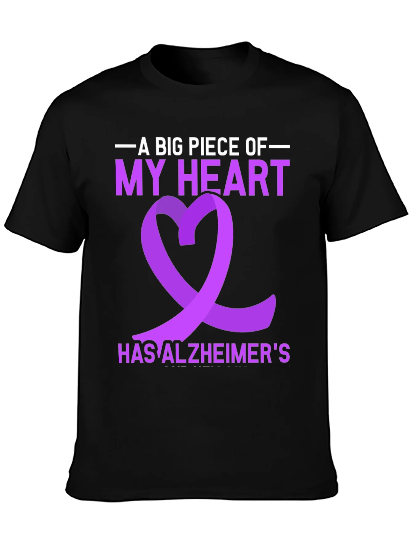 Alzheimers Awareness Ribbon Heart Graphic T-Shirt