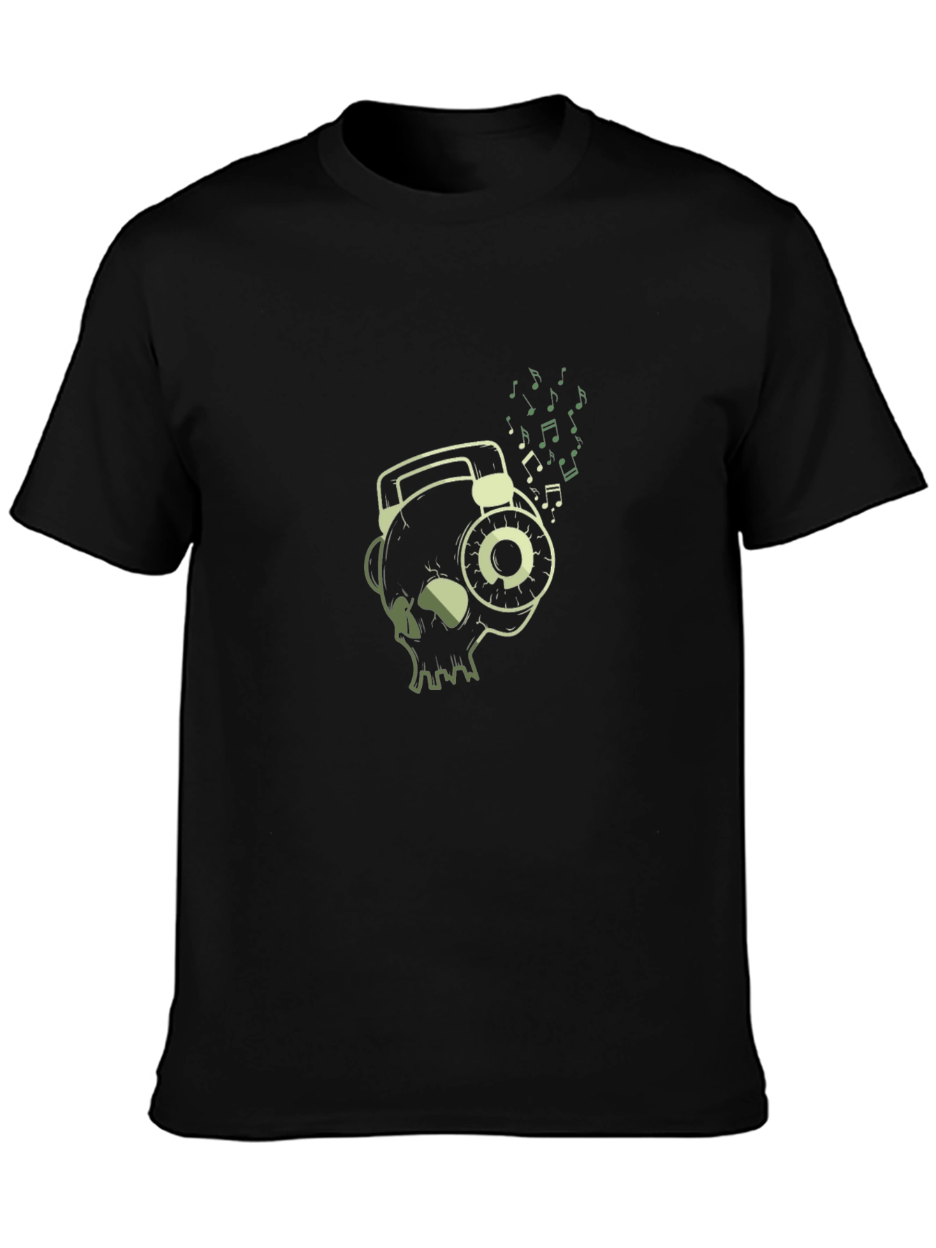 Skull Wearing Headphones Graphic T-Shirt