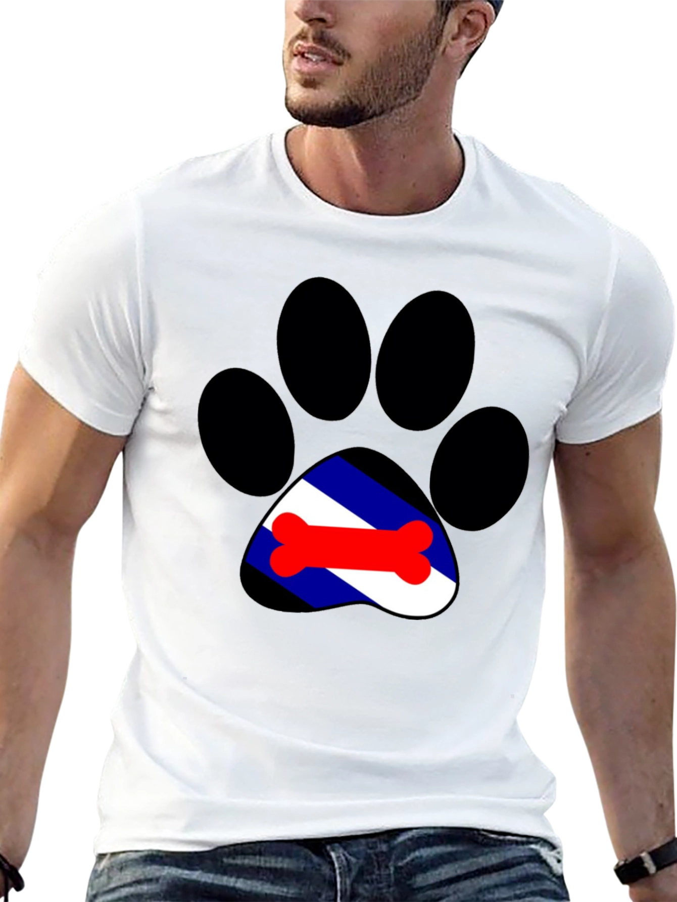 Dog Paw Print Tee - Leather Pride Bone