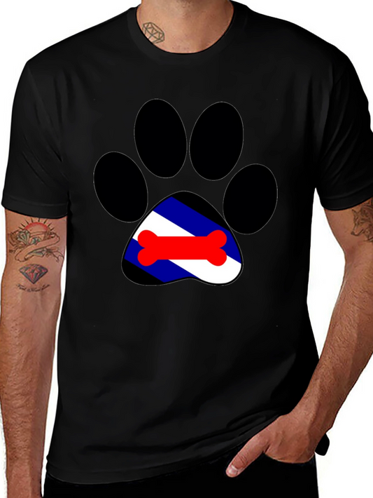 Dog Paw Print Tee - Leather Pride Bone