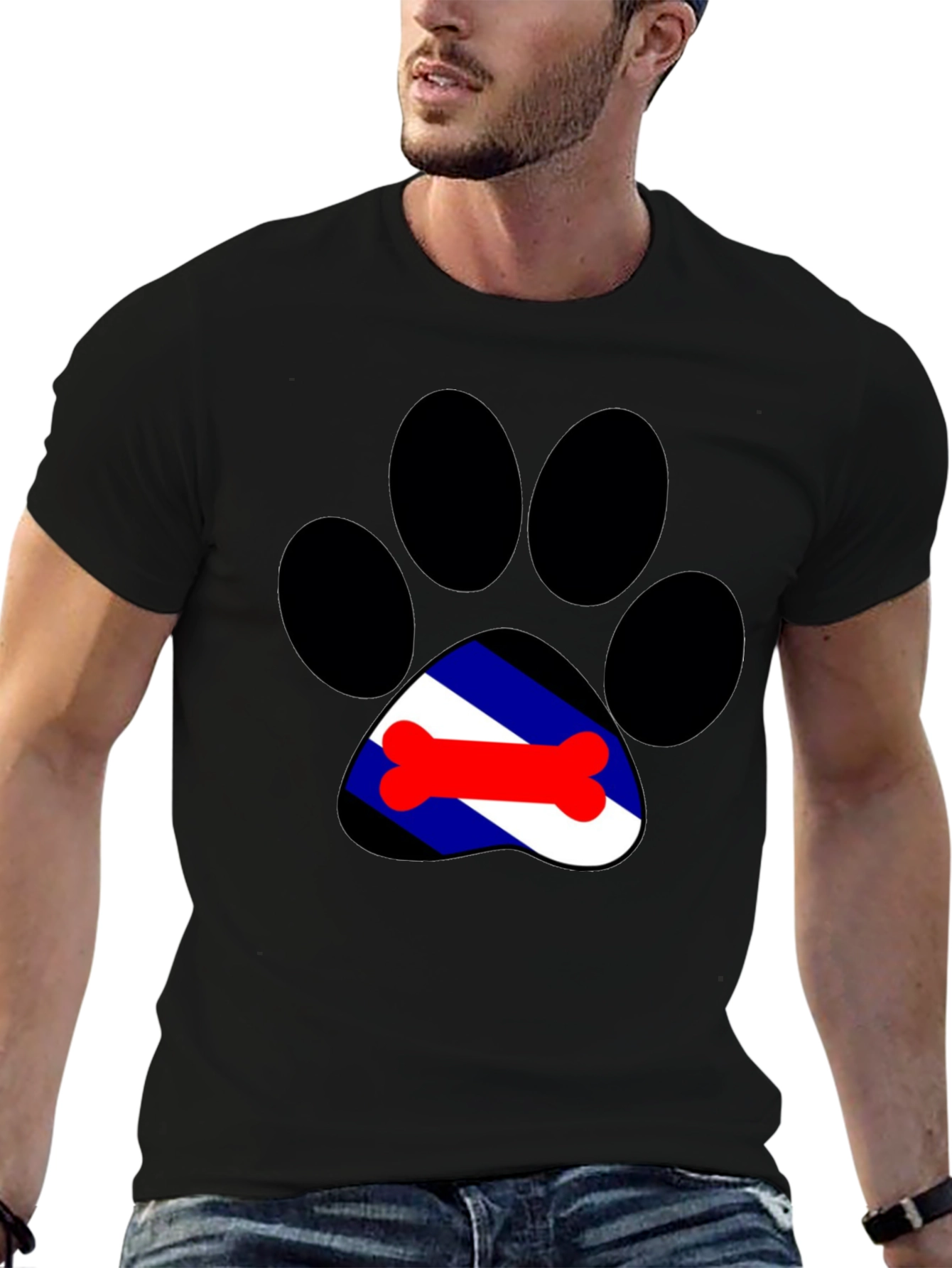 Dog Paw Print Tee - Leather Pride Bone