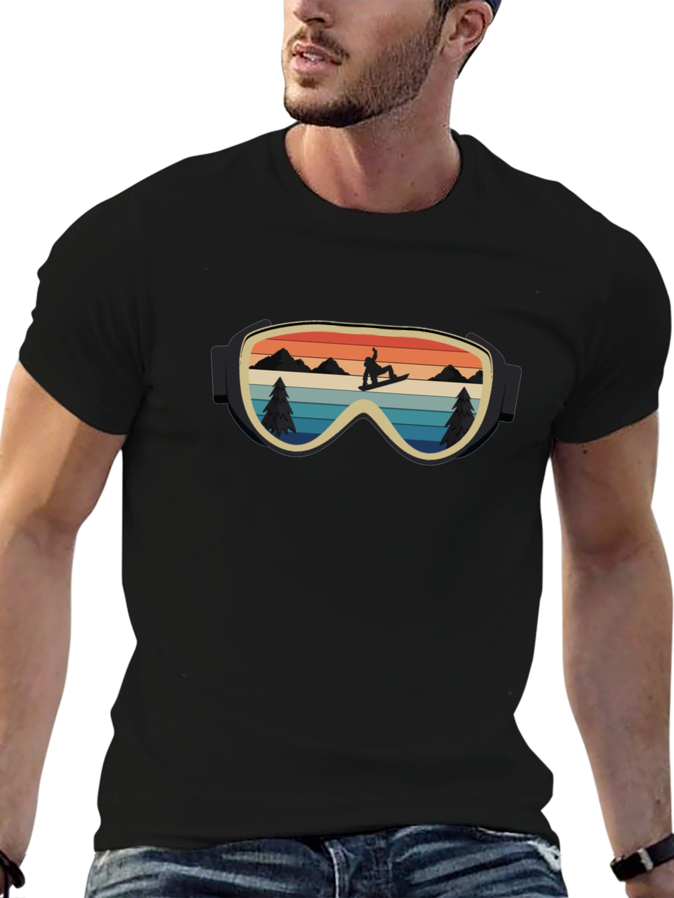 Retro Snowboarder Goggles Graphic Tee