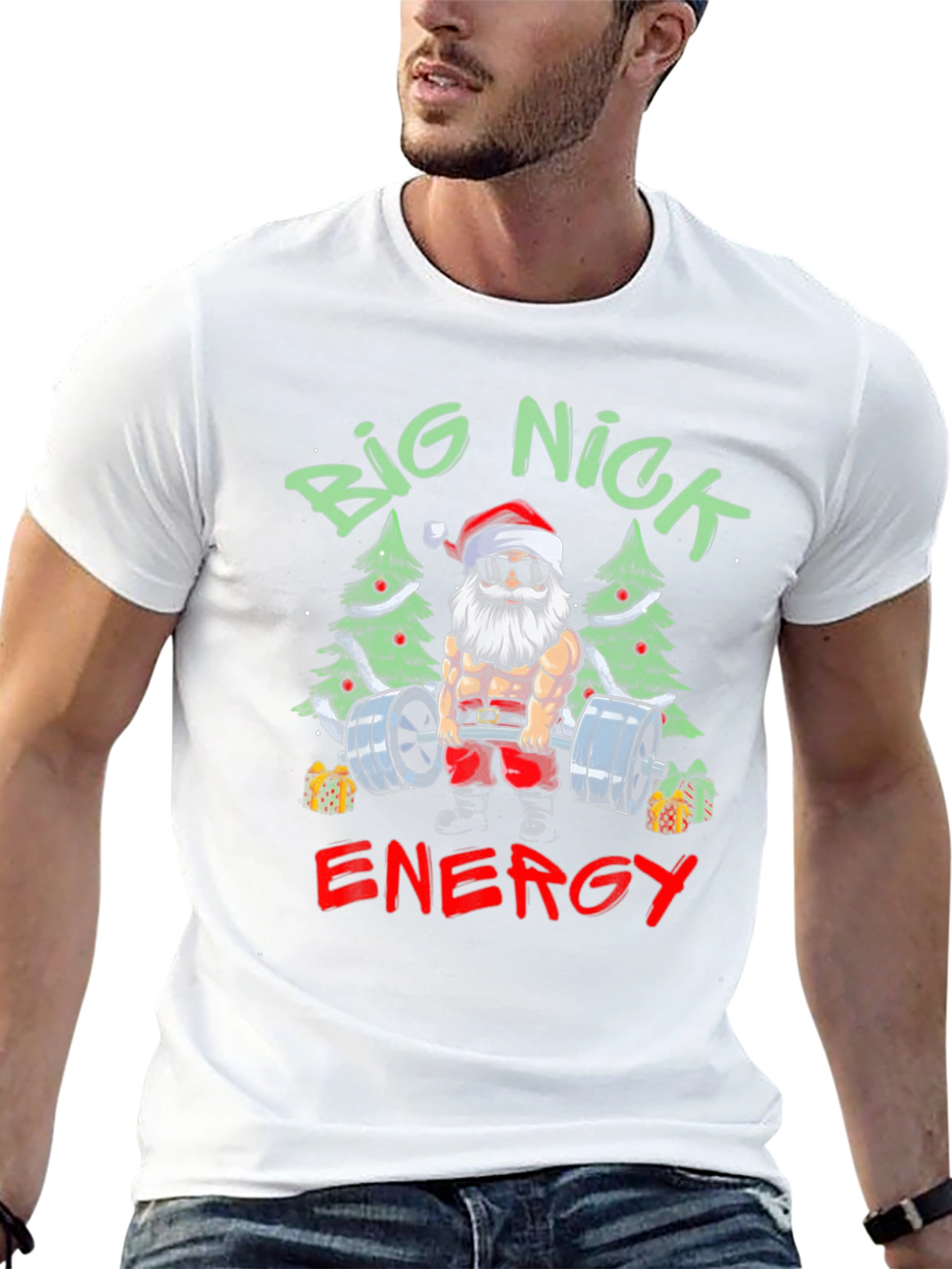 Big Nick Energy Santa T-Shirt - Christmas Gym Wear