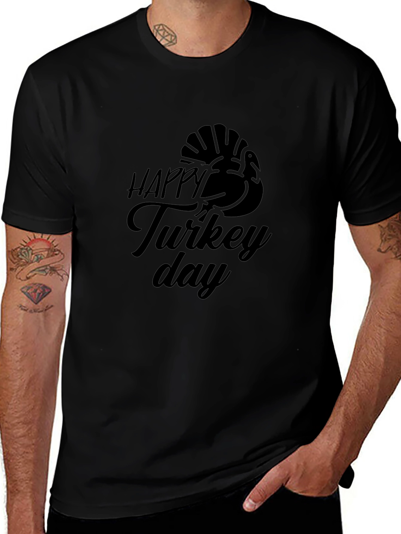 Happy Turkey Day Black T-Shirt