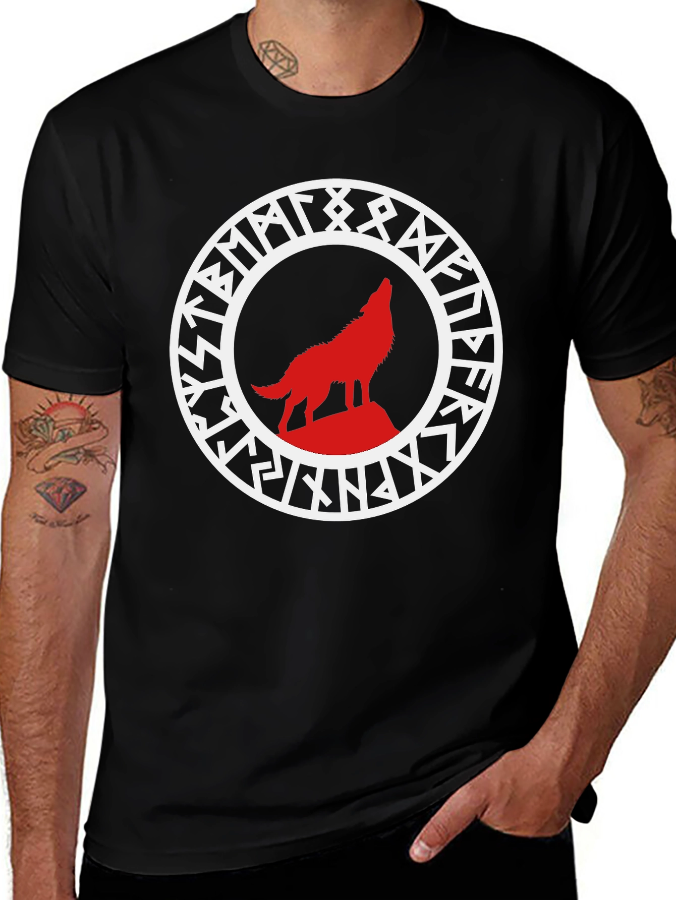 Wolf Rune Circle Graphic Tee