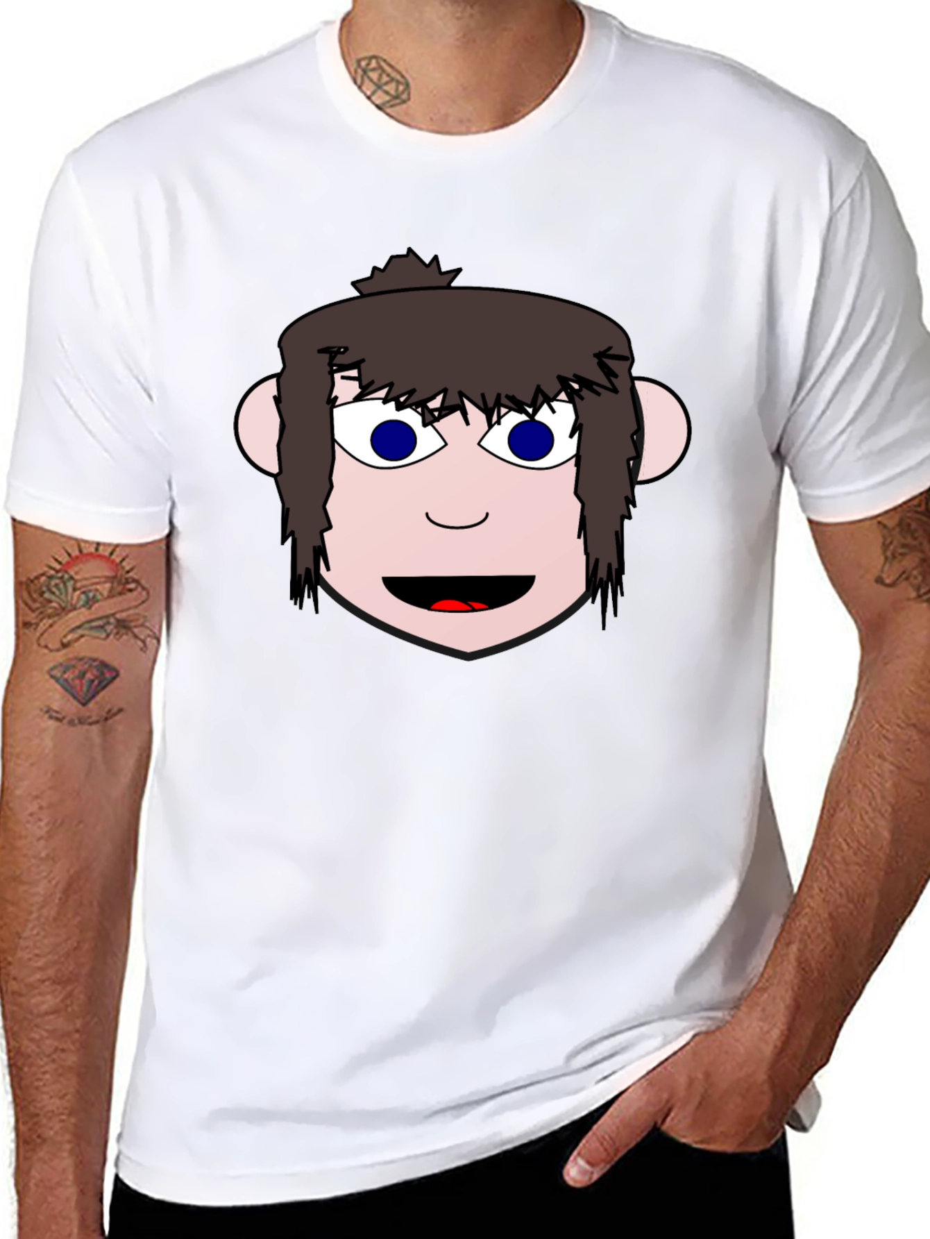 Cartoon Face Graphic Black T-Shirt