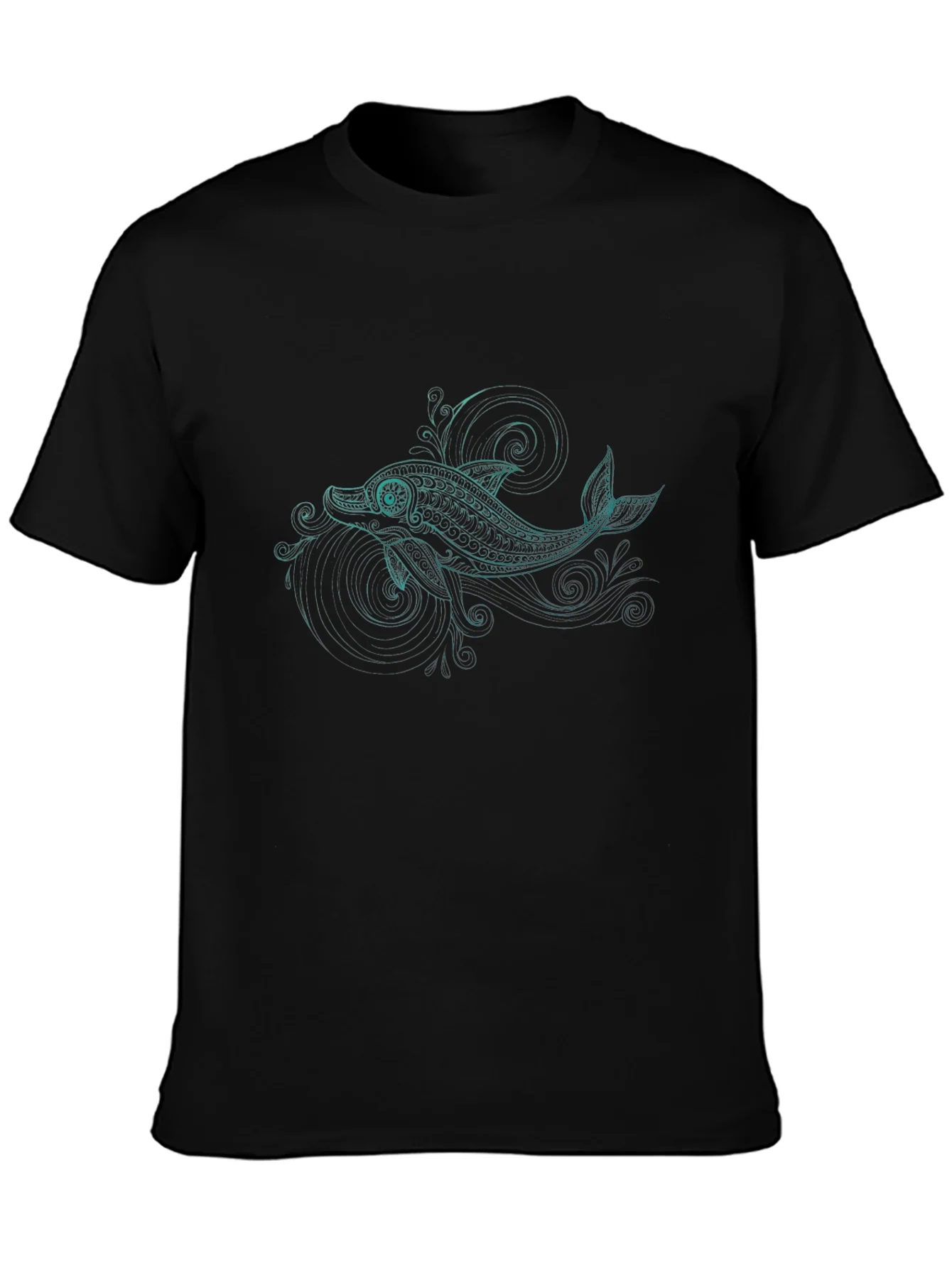 Dolphin Graphic Black T-Shirt - Stylish Casual Comfort