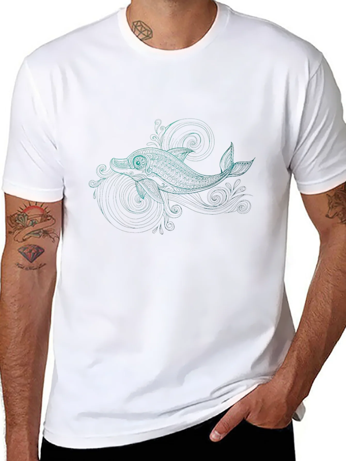 Dolphin Graphic Black T-Shirt - Stylish Casual Comfort