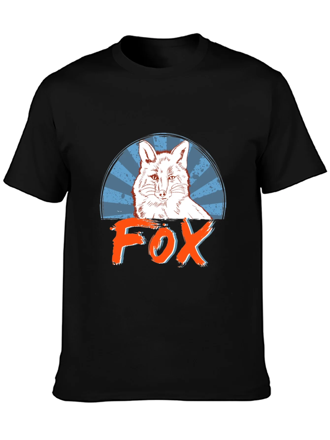 Stylish Mens Black Fox Graphic T-Shirt