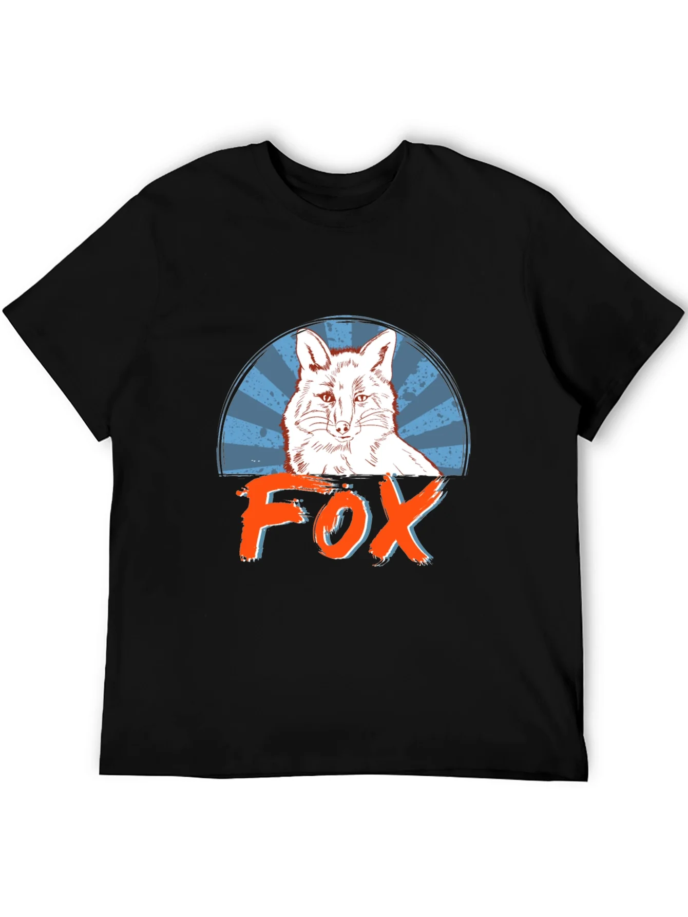 Stylish Mens Black Fox Graphic T-Shirt