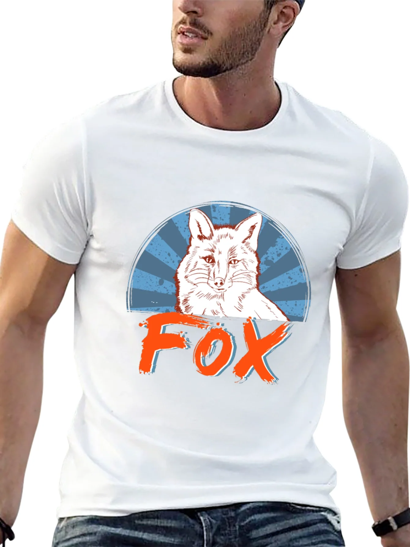 Stylish Mens Black Fox Graphic T-Shirt