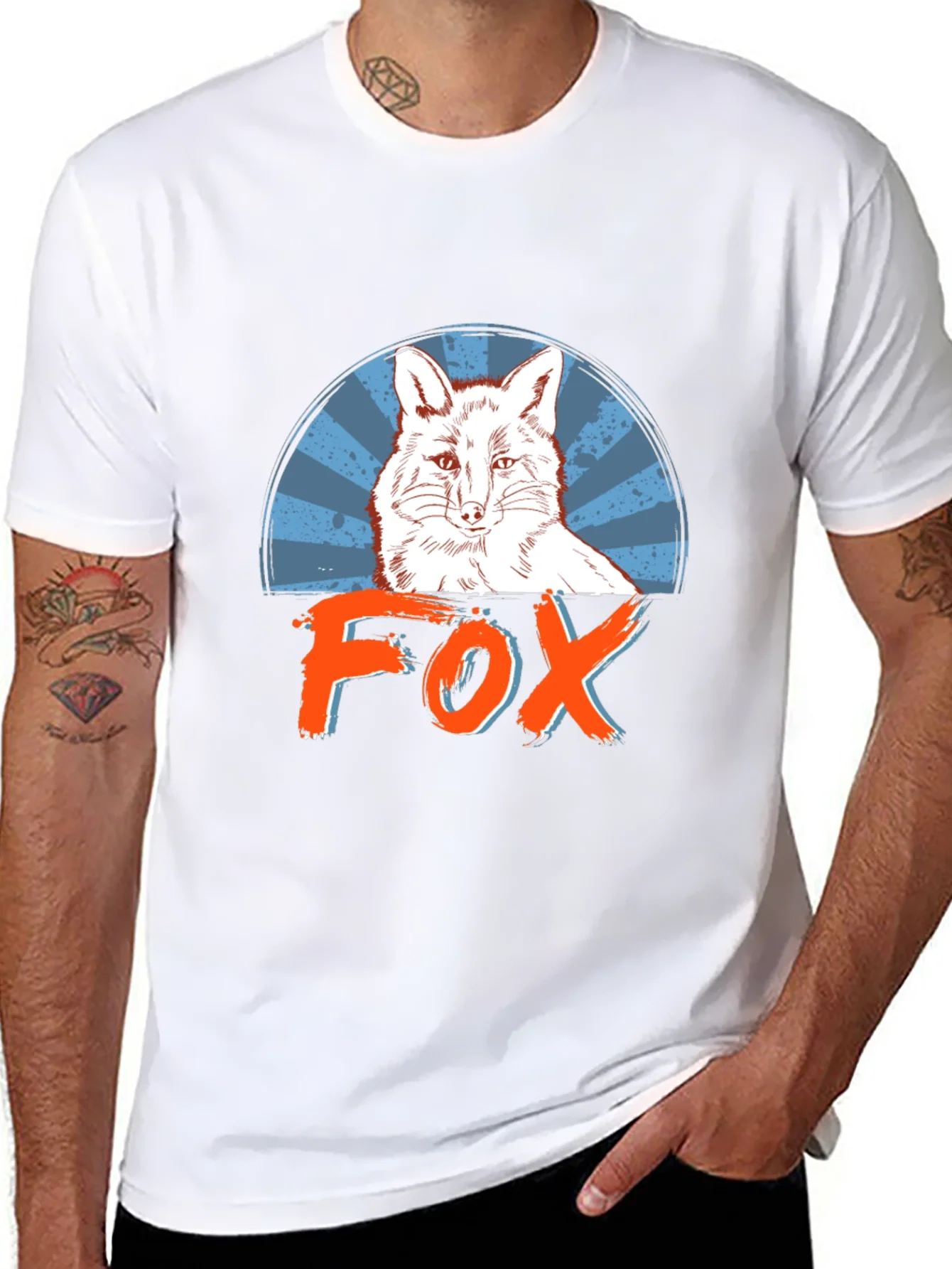 Stylish Mens Black Fox Graphic T-Shirt