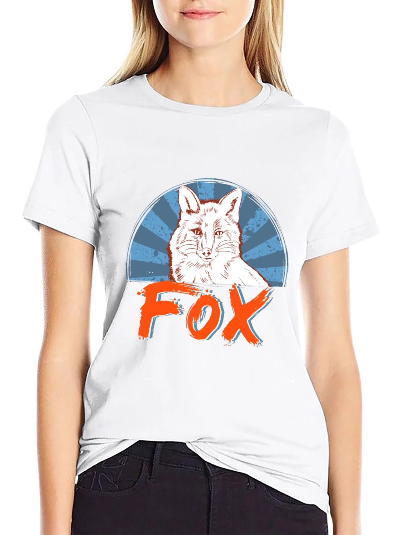 Stylish Mens Black Fox Graphic T-Shirt