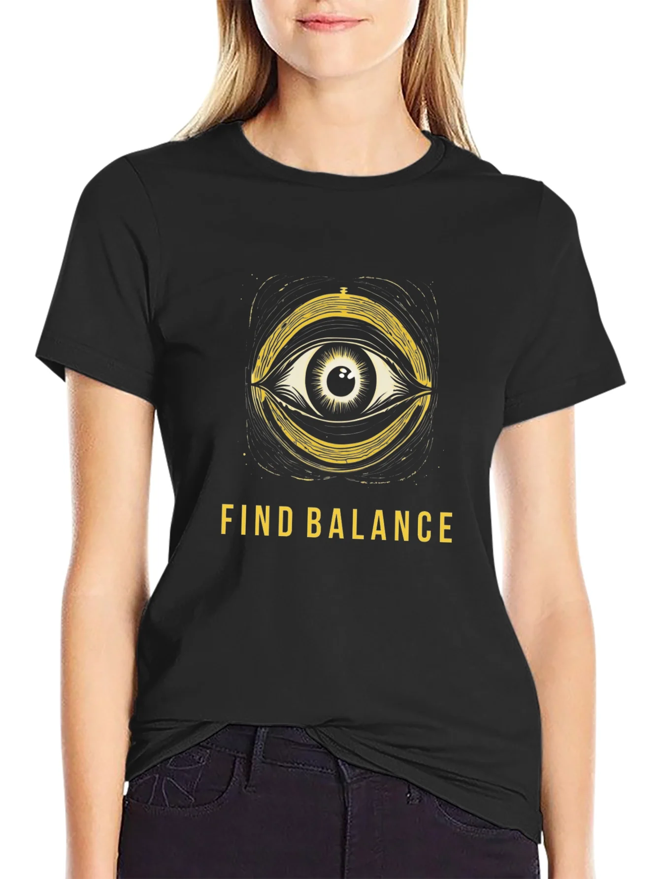 Find Balance Eye Graphic Black T-Shirt