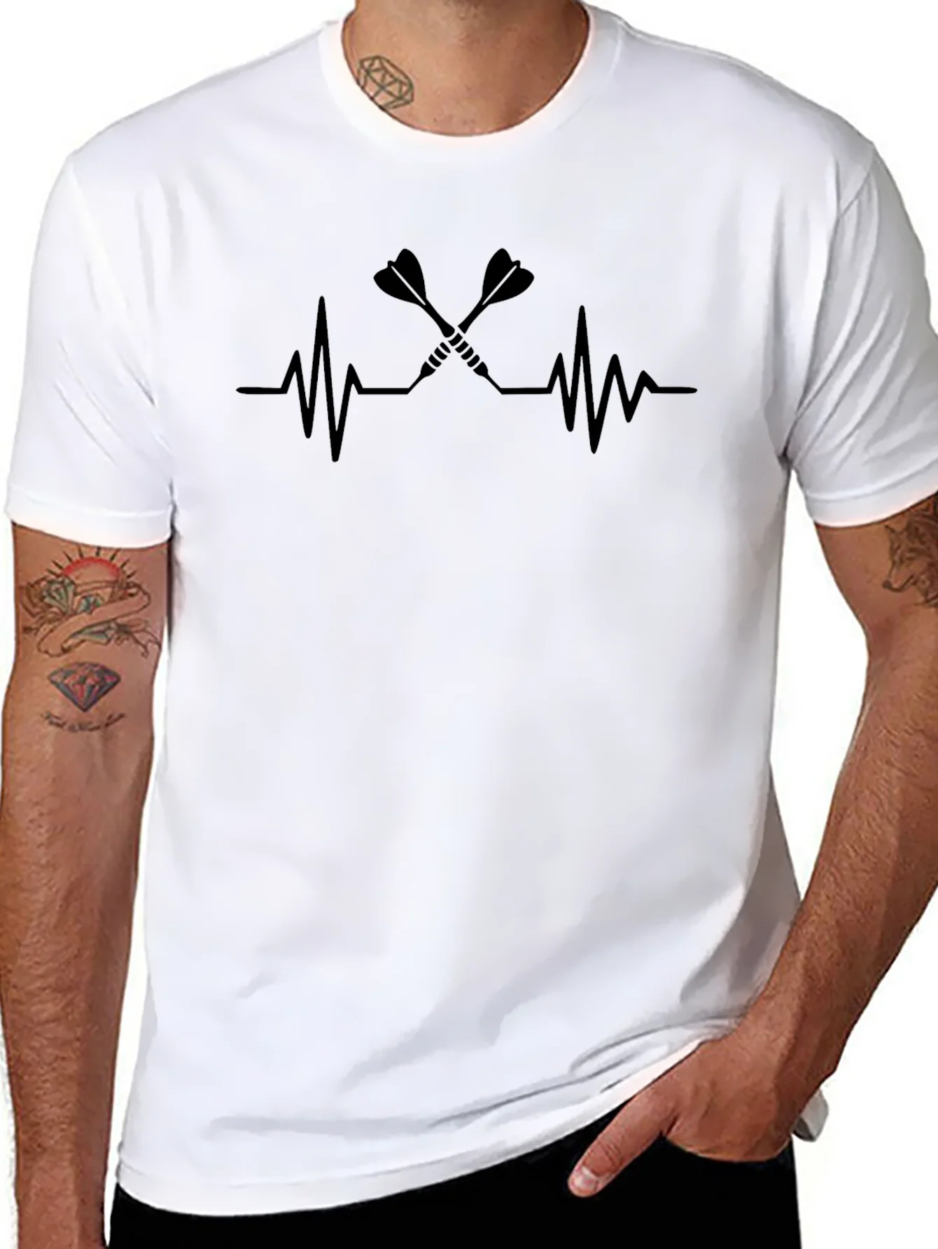 Darts Heartbeat Graphic T-Shirt - Black