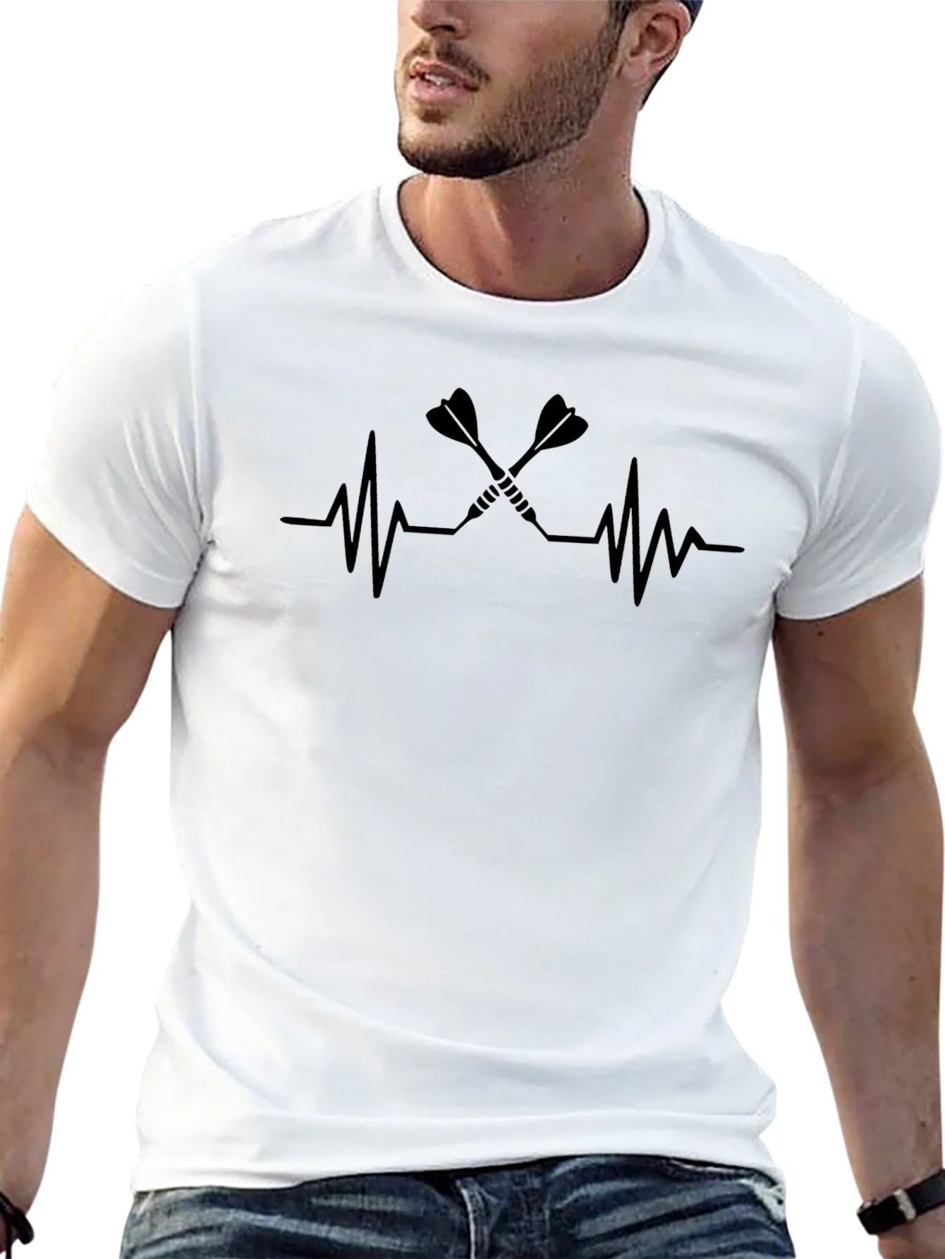 Darts Heartbeat Graphic T-Shirt - Black