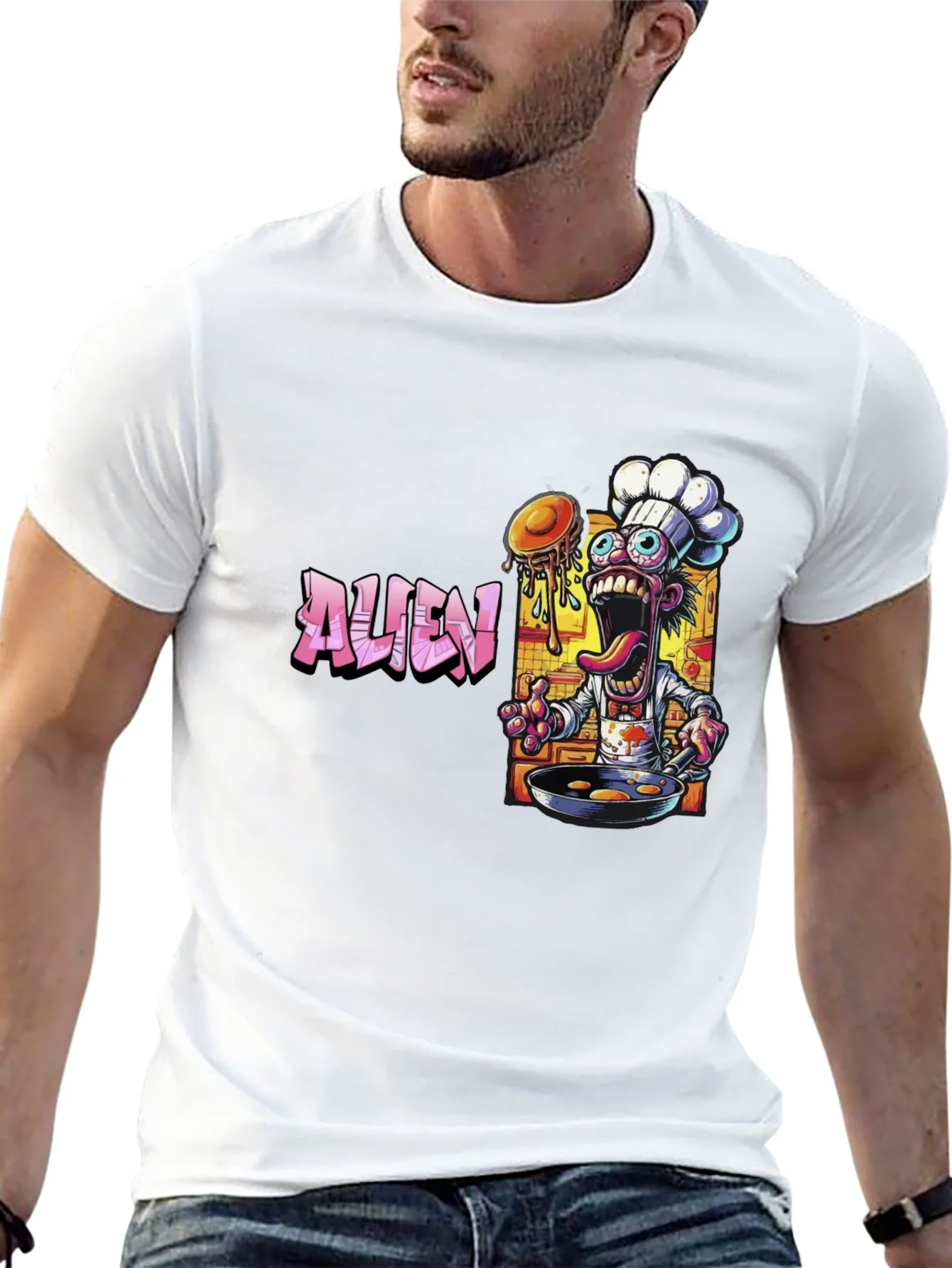Alien Chef Black Graphic T-Shirt