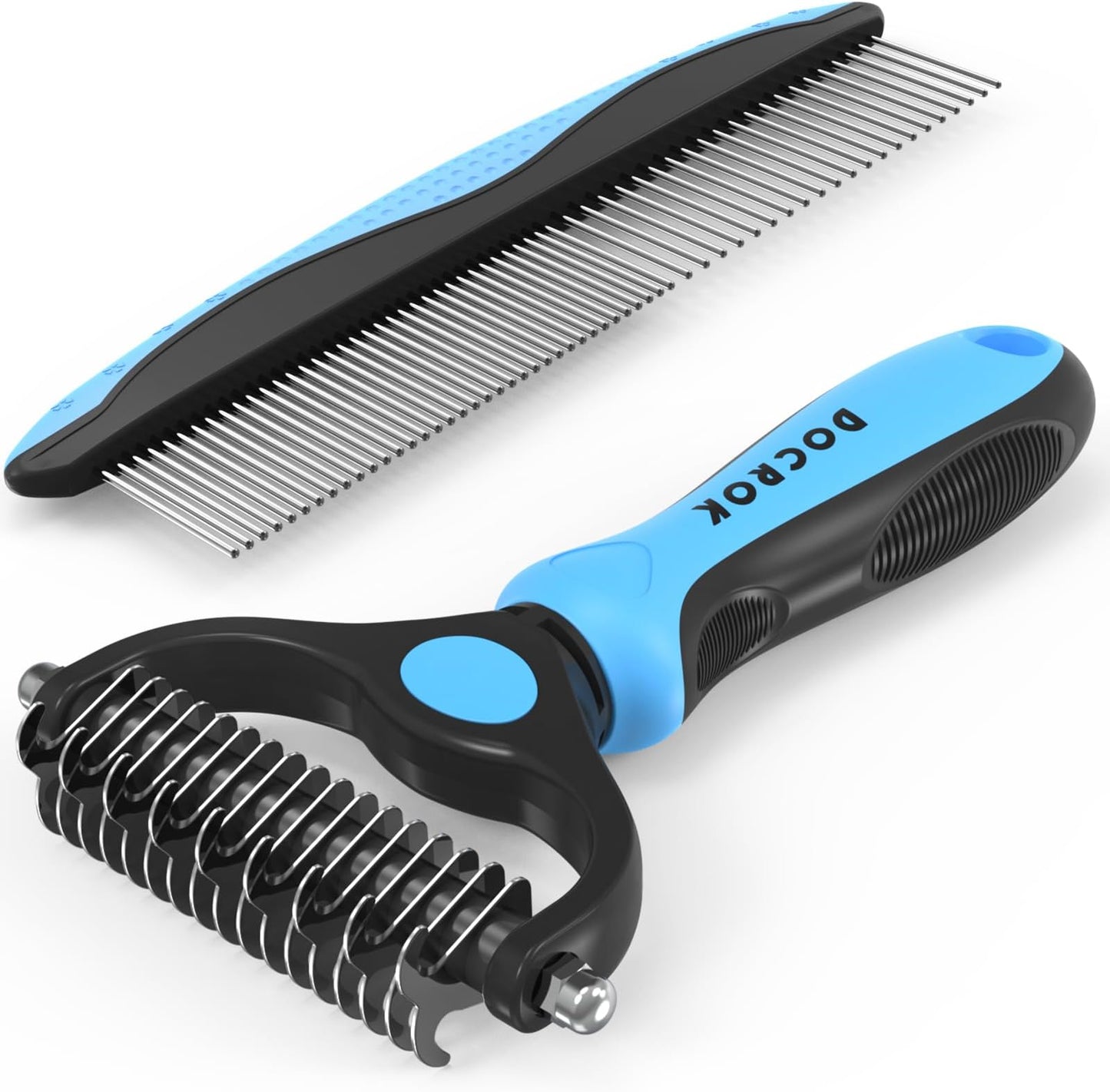 Docrok Pet Grooming Combo - Blue Deshedding Brush  - Best Seller