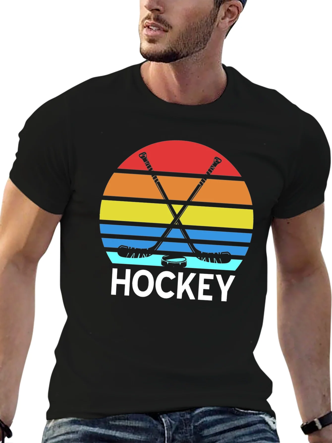 Retro Hockey Sunset Graphic Tee