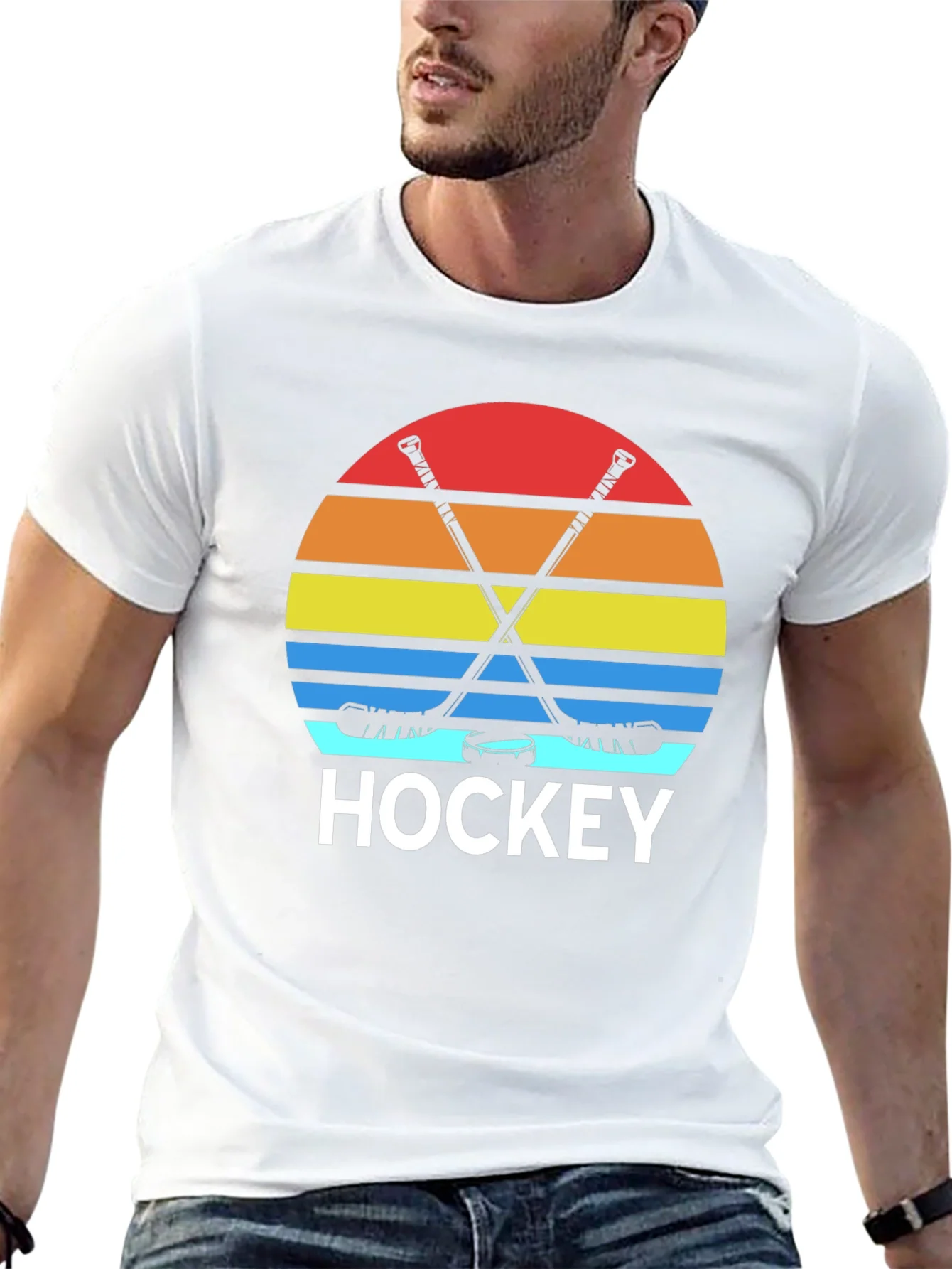 Retro Hockey Sunset Graphic Tee