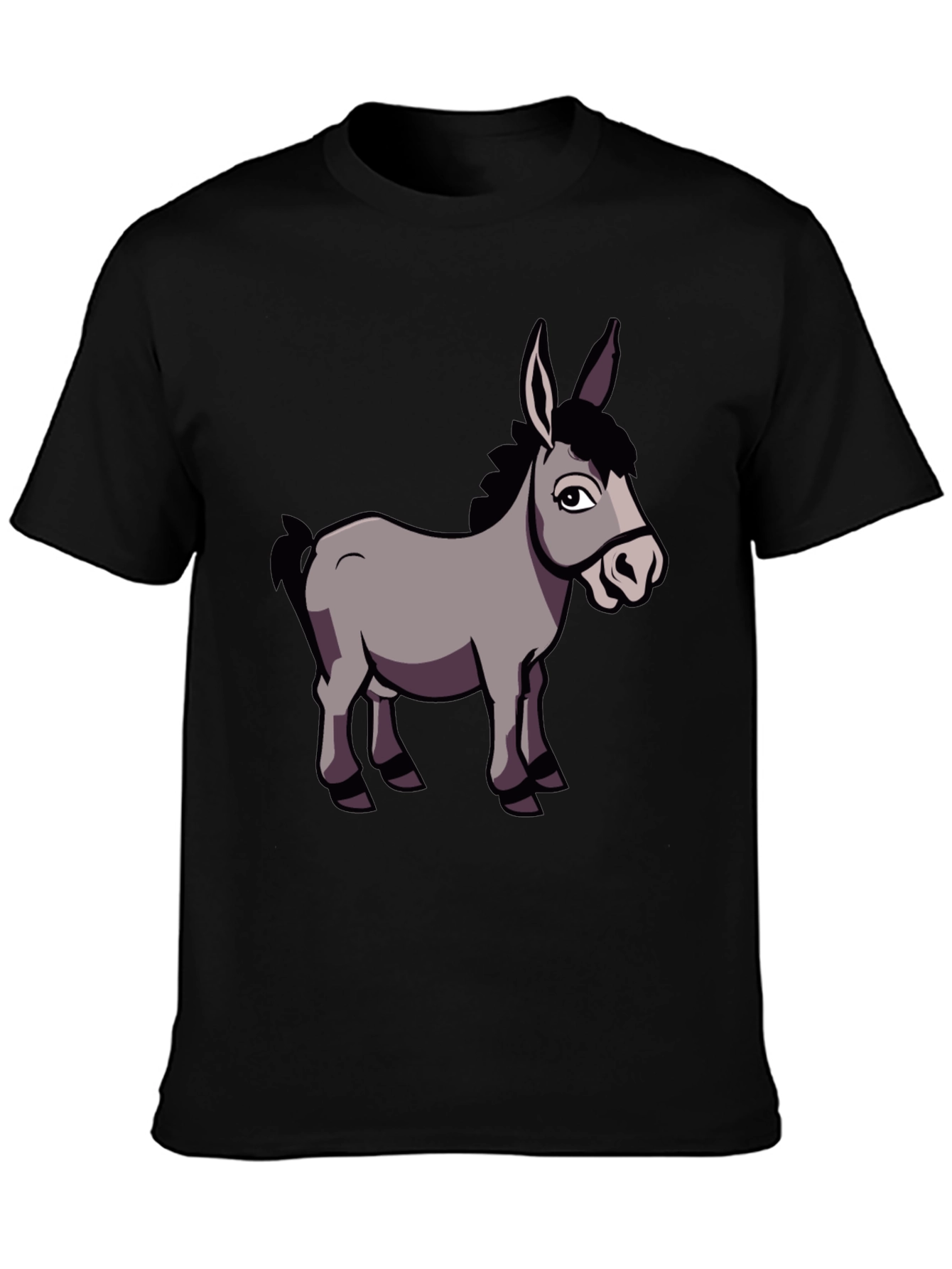Funny Donkey Graphic T-Shirt Black Crew Neck