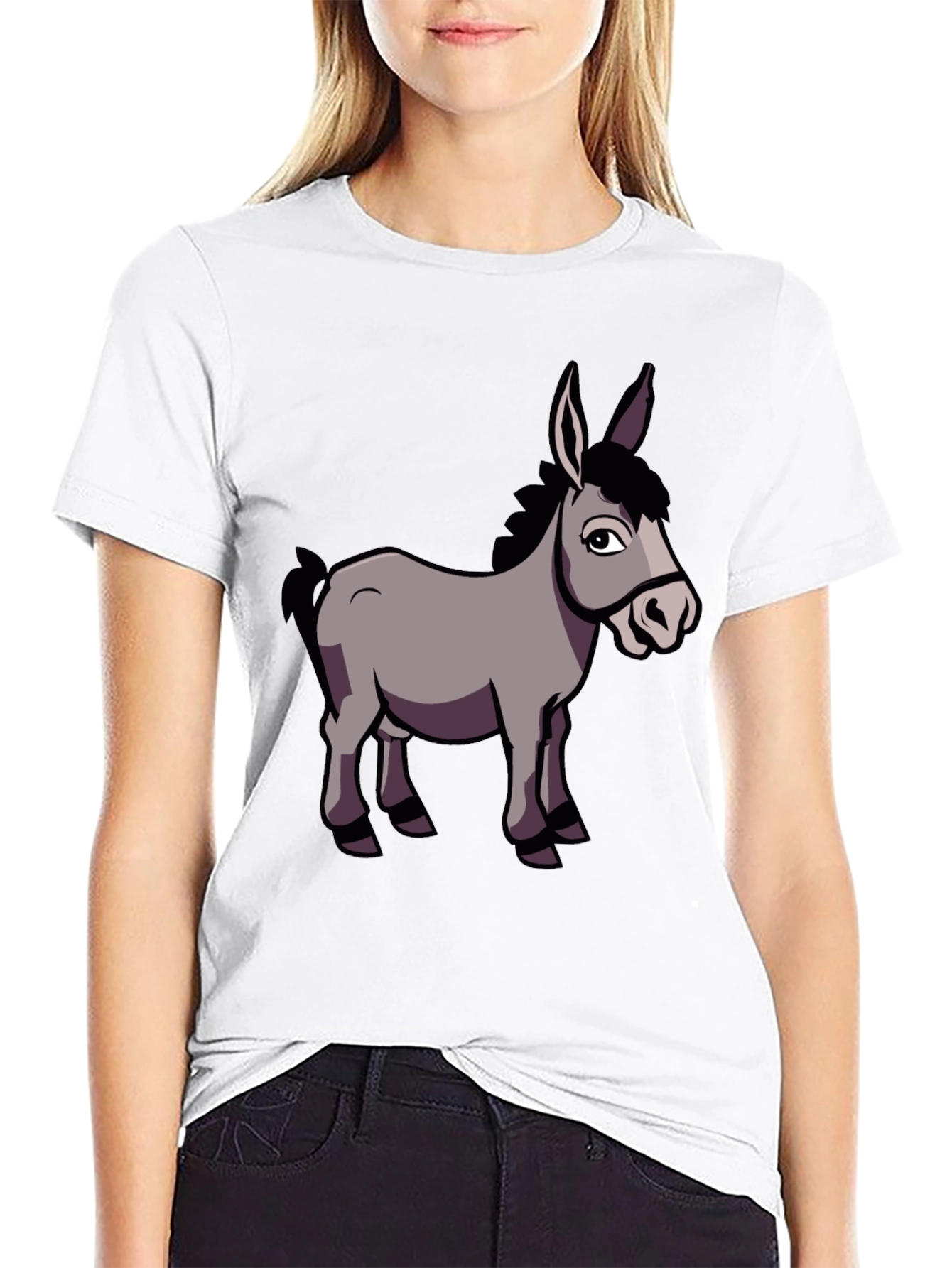Funny Donkey Graphic T-Shirt Black Crew Neck