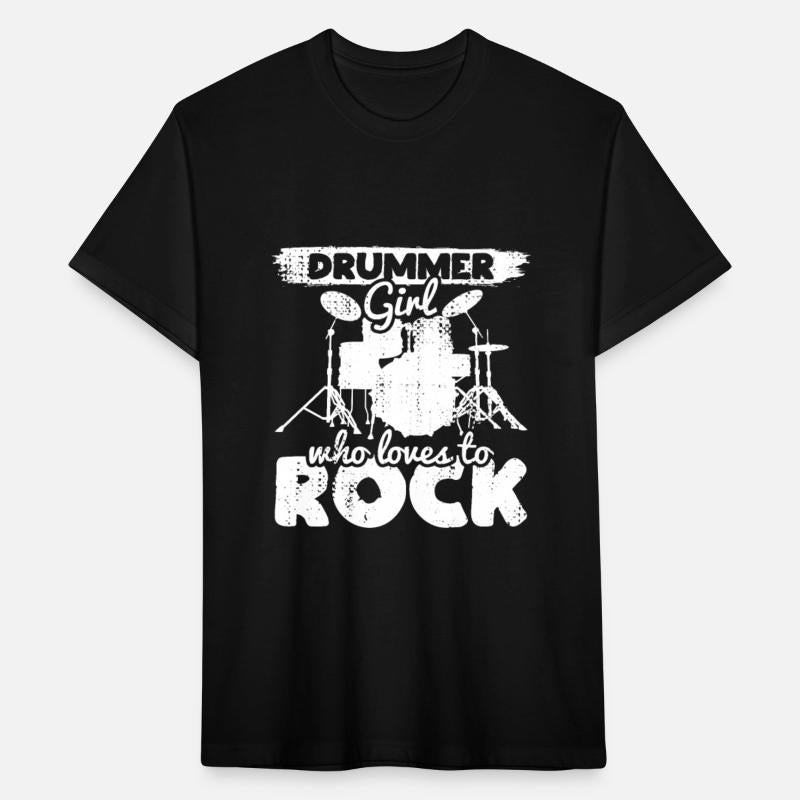 Drummer Girl Who Loves Rock Music