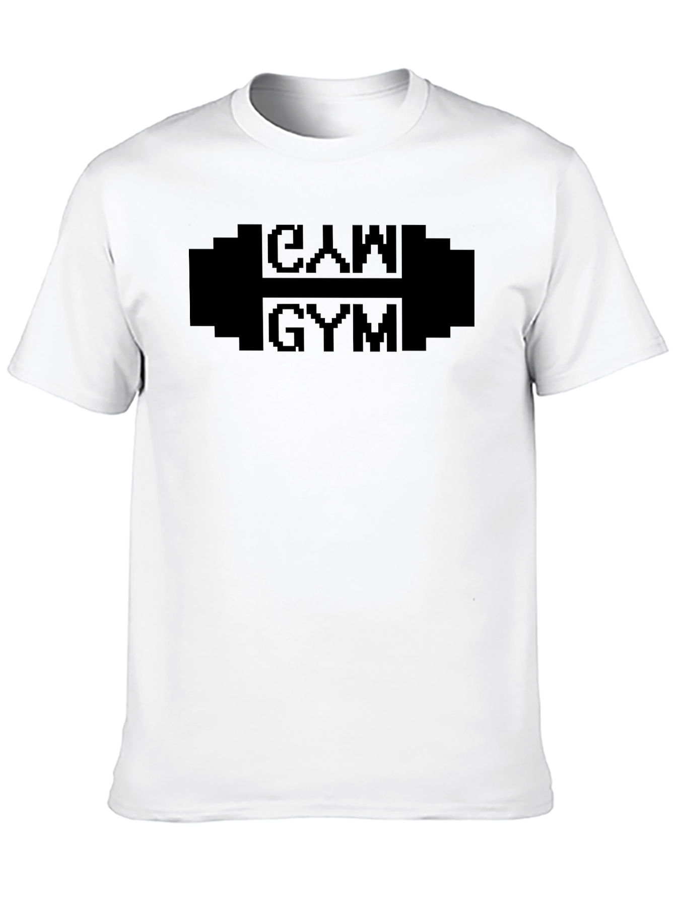 CAM Gym Black T-Shirt - Pixelated Weightlifting Design