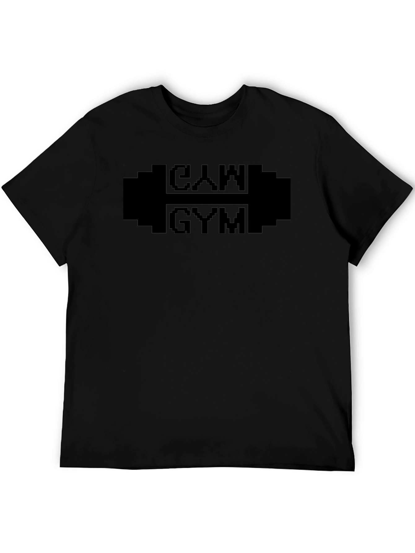 CAM Gym Black T-Shirt - Pixelated Weightlifting Design